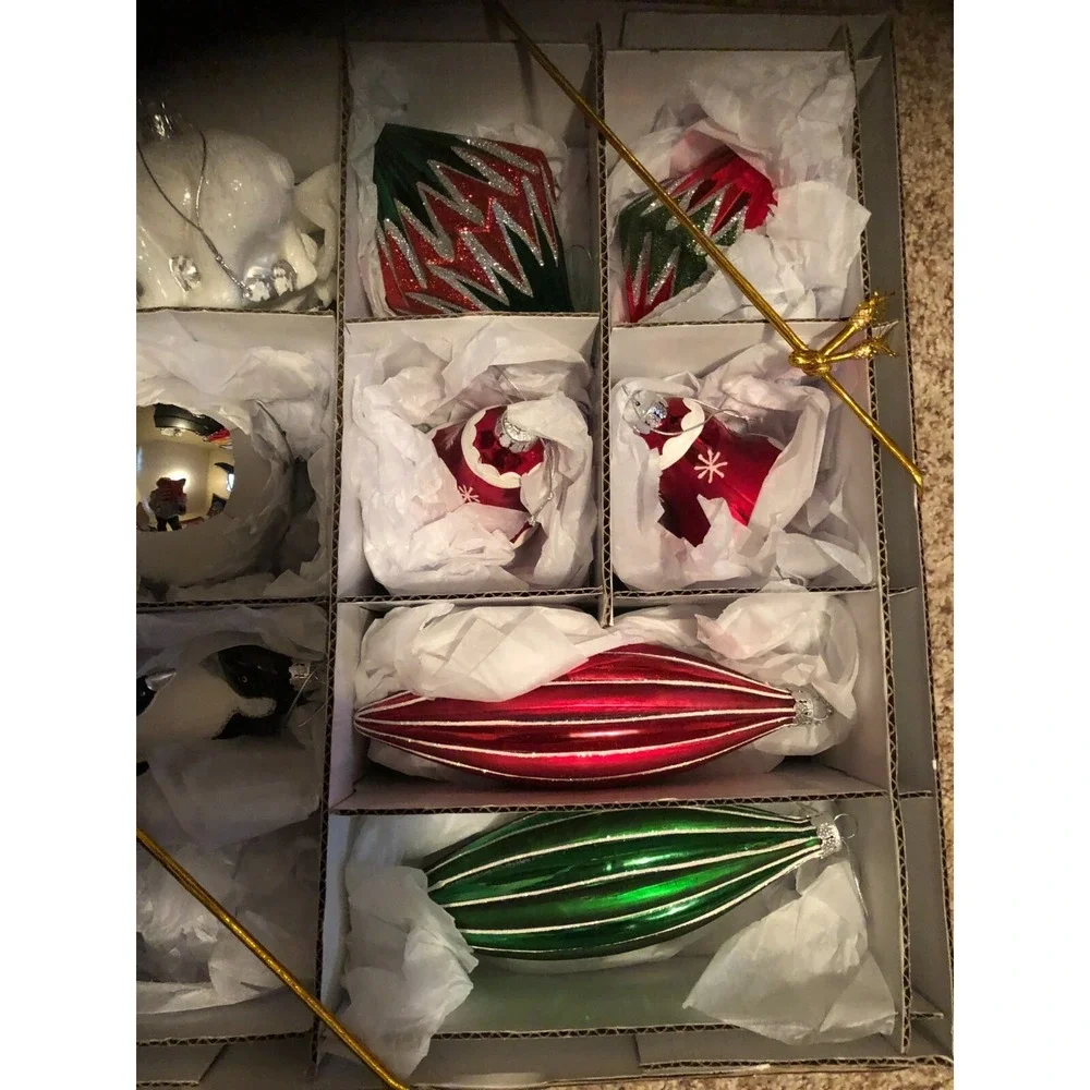 GRANDIN ROAD NIB SET OF 11 CHRISTMAS ORNAMENTS GRANDINROAD